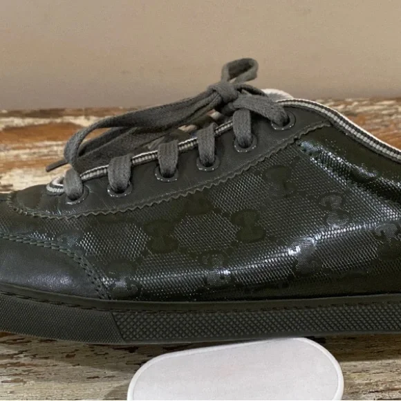 Gucci Men’s IMPRIME Military/Olive Green Metallic Sneakers [233321] sz 7.5 US C7